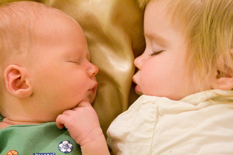 Matt and Rachel sleeping as babies